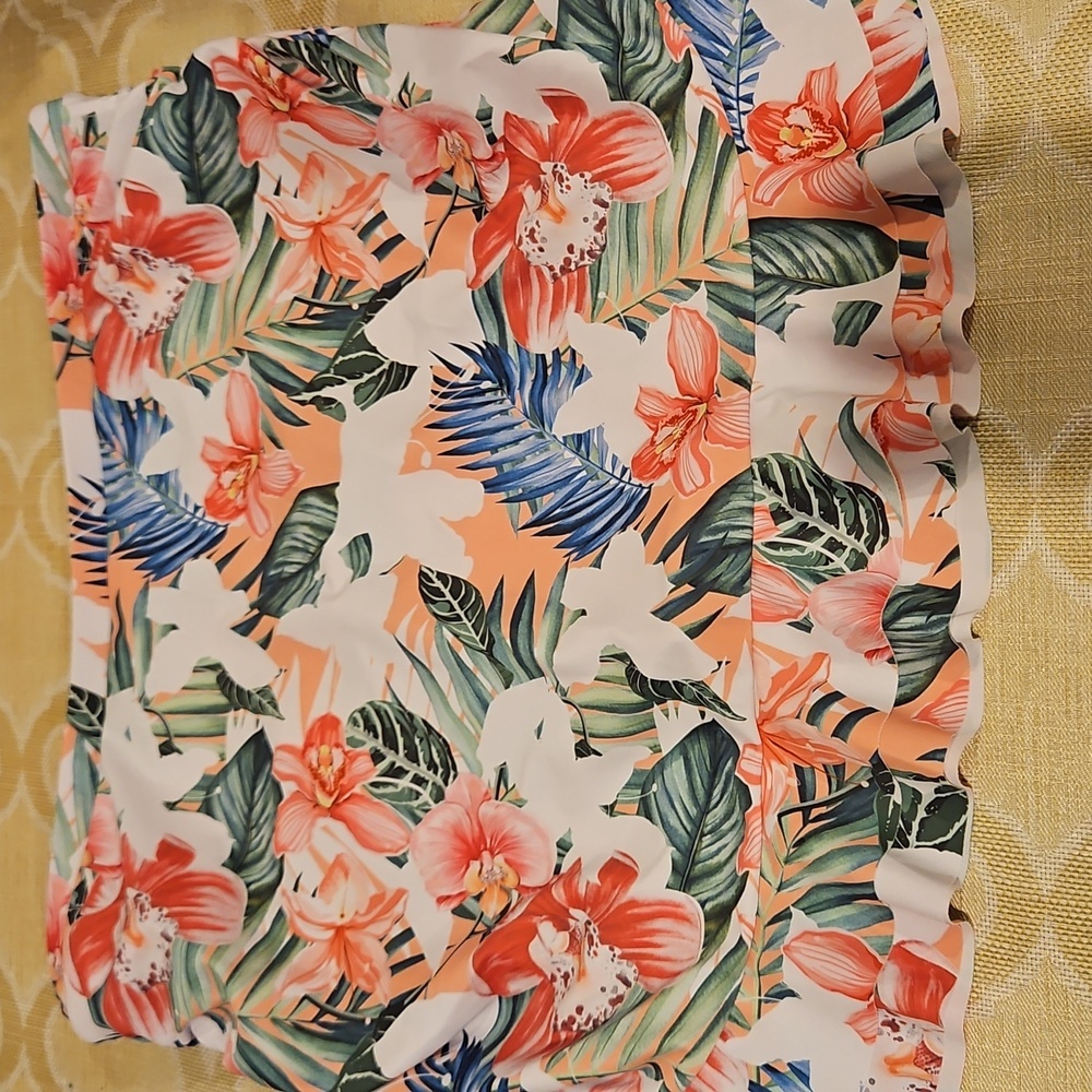 2Pc High Waist Tummy Control Swimsuit Ruffle Bikini Skirt Cold Shoulder NWT XL - Picture 6 of 11